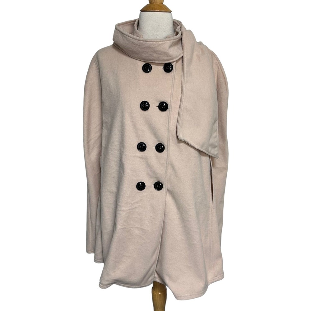 Chao Han Xuan Womens XL Ivory Fleece Cape Coat Shawl Collar Double Breasted Cape
